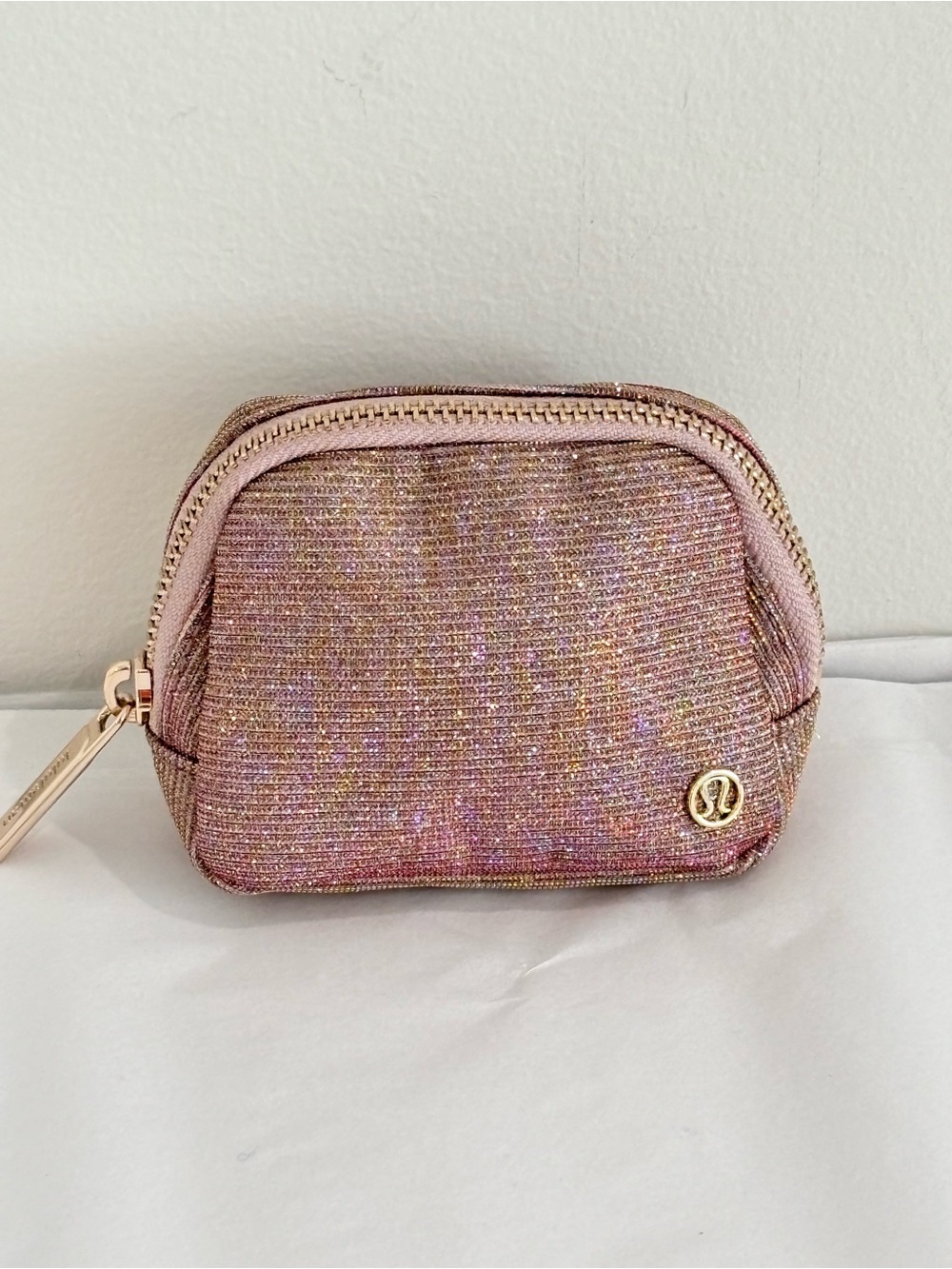 LULULEMON Everywhere Belt Bag Nano Glitter Rose Gold Metallic Cosmetic Pouch